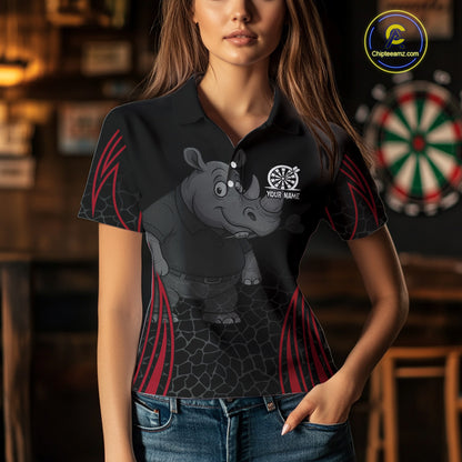 Women's Custom Funny Darts Shirt Chunky Rhino & Colorful Dartboard For Darts Team NYN0273