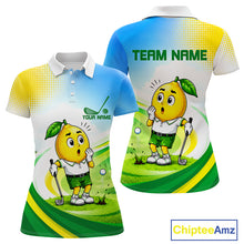 Load image into Gallery viewer, Women's funny lemon golf polo shirt mockup personalized matching couples golf shirt