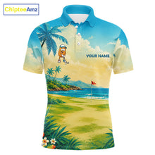 Load image into Gallery viewer, Men's funny potato golf polo shirt mockup tropical golf apparel