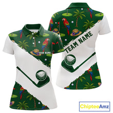 Load image into Gallery viewer, Women's parrot palm tree golf polo shirt mockup tropical golf apparel
