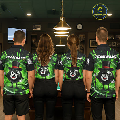Funny Patrick Day 8 Ball Pool Women's Billiard Polo & 1/4 Zip Shirt Custom Shamrock Billiard Attire NYN2479
