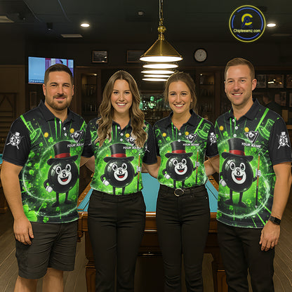 Funny Patrick Day 8 Ball Pool Women's Billiard Polo & 1/4 Zip Shirt Custom Shamrock Billiard Attire NYN2479