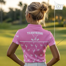 Load image into Gallery viewer, Personalized Flamingo Pink Pattern Womens Golf Polo Shirts Custom Funny Flamingo Golf Gifts NYN2845