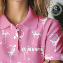 Load image into Gallery viewer, Personalized Flamingo Pink Pattern Womens Golf Polo Shirts Custom Funny Flamingo Golf Gifts NYN2845