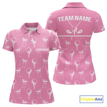 Load image into Gallery viewer, Personalized Flamingo Pink Pattern Womens Golf Polo Shirts Custom Funny Flamingo Golf Gifts NYN2845