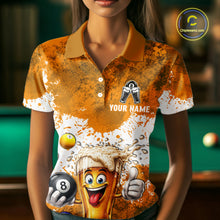 Load image into Gallery viewer, Funny Beer 8 Ball Women Billiard Shirt Custom White Yellow Splatter Paint Billiard Pool Team Clothing NYN3223
