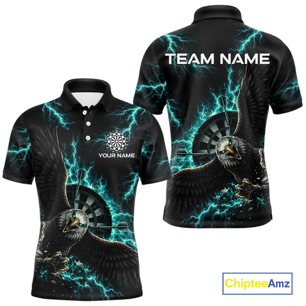 Thunder Teal Eagle Cracked Dartboard Dart Polo Shirts For Men Custom Team Name For Darters NYN2699