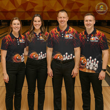 Load image into Gallery viewer, Funny Angry Ball &amp; Pins Mens Bowling Shirt Custom Fire Flame Team Bowling Jersey For Bowlers NYN3232