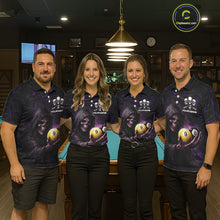 Load image into Gallery viewer, Purple Grunge Grim Reaper Hold 8 Ball &amp; 9 Ball Pool Women Billiard Shirt Custom Billiard Team Attire NYN2702