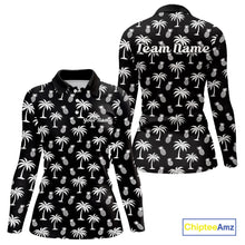 Load image into Gallery viewer, Personalized Tropical Palm Trees Pineapple Women Golf Polo Shirts Black White Team Golf Clothes NYN2863