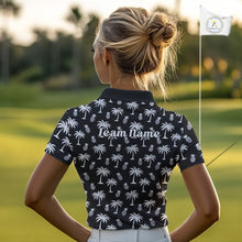 Load image into Gallery viewer, Personalized Tropical Palm Trees Pineapple Women Golf Polo Shirts Black White Team Golf Clothes NYN2863