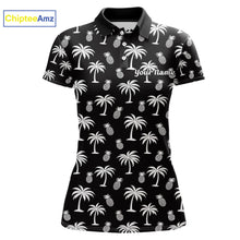 Load image into Gallery viewer, Personalized Tropical Palm Trees Pineapple Women Golf Polo Shirts Black White Team Golf Clothes NYN2863