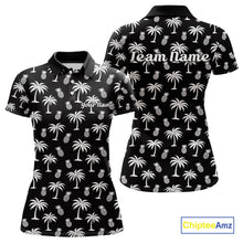 Load image into Gallery viewer, Personalized Tropical Palm Trees Pineapple Women Golf Polo Shirts Black White Team Golf Clothes NYN2863