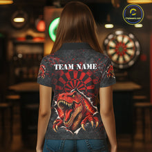 Load image into Gallery viewer, Custom Red Grunge Dart Polo &amp; Quarter Zip Shirt For Women Dinosaur Funny Darts Team Jersey NYN2868