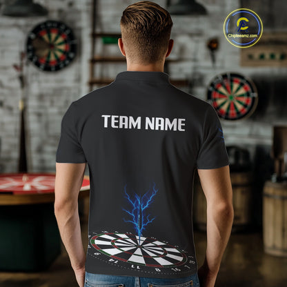 Men’s Darts Team Shirt Colorful Dartboard With Navy Thunder Lightning Dart Arrow NYN0301
