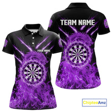 Load image into Gallery viewer, Custom Lightning Dragon Purple Flames Dartboard Dart Women Polo Jerseys Dart Team Shirt NYN1704