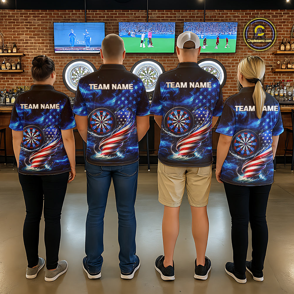 American Flag Dartboard Tornado Women Darts Polo Shirt Custom Patriotic Funny Dart Team Jerseys NYN2525