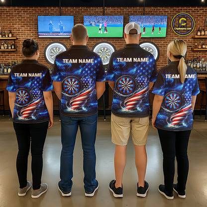 American Flag Dartboard Tornado Women Darts Polo Shirt Custom Patriotic Funny Dart Team Jerseys NYN2525