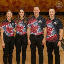 Load image into Gallery viewer, Lightning Canada Flag Black Bowling Shirts For Men Custom Patriotic Team Bowling Jersey NYN3274