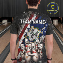Load image into Gallery viewer, Male bowler wearing Connecticut patriotic bowling shirt, US flag bowling jersey