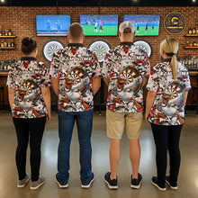 Load image into Gallery viewer, Personalized White &amp; Red Graffiti Darts Women Polo &amp; 1/4-Zip Dart Shirt Funny Duck Dart Team Jerseys NYN2901