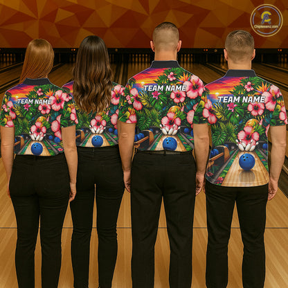 Monstera Pattern Funny Men Bowling Shirt Custom Summer Tropical Youth Bowling Shirts NYN3278