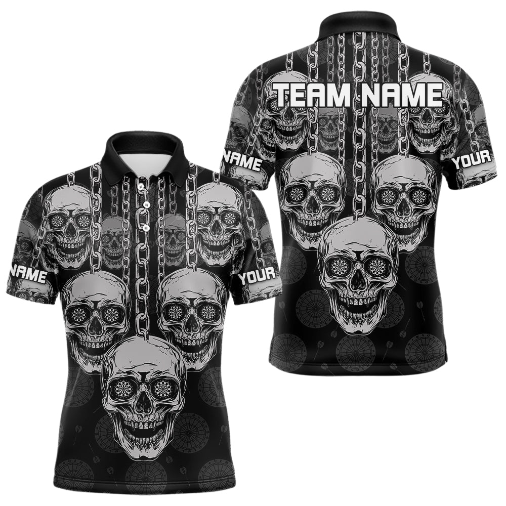 Custom Grey Skulls Dartboards Dart Shirts For Men, Dart Team Jerseys NYN0019
