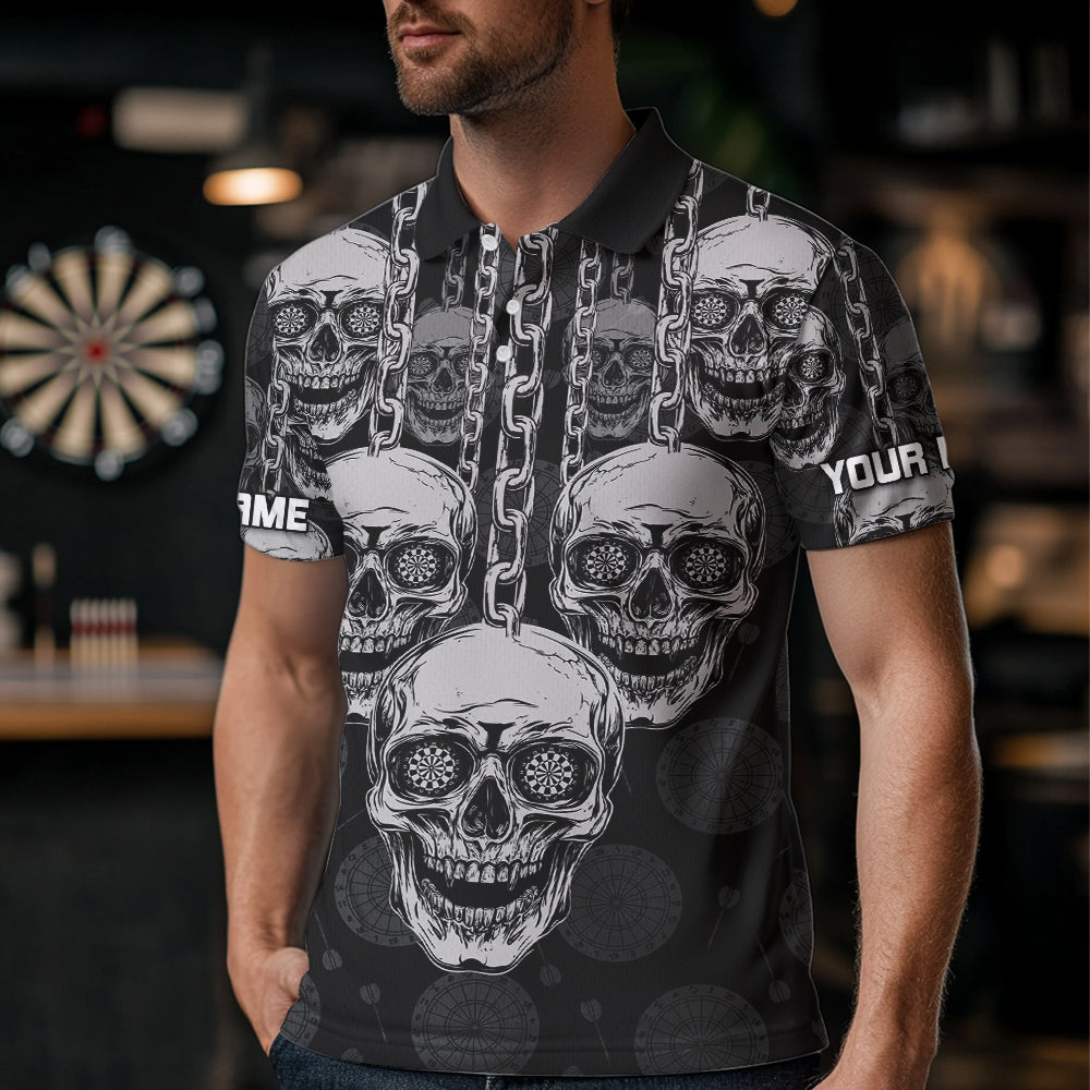 Custom Grey Skulls Dartboards Dart Shirts For Men, Dart Team Jerseys NYN0019