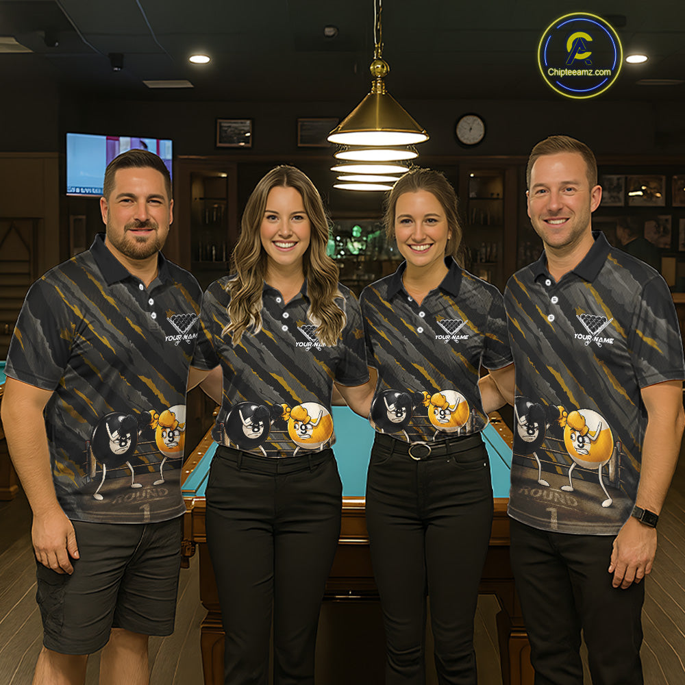 Custom Boxing 8 Ball & 9 Ball Billiard Shirt For Women Funny Pool Billiard Team Jersey | Yellow NYN3883