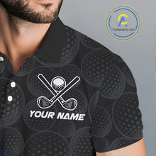 Load image into Gallery viewer, Mens Lightning US Flag Golf Polo Shirts Custom Black Golf Ball America Golf Shirt NYN3328
