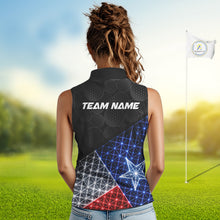 Load image into Gallery viewer, Womens Lightning Texas Flag Golf Polo Shirts Custom Black Golf Ball America Golf Shirt NYN3329