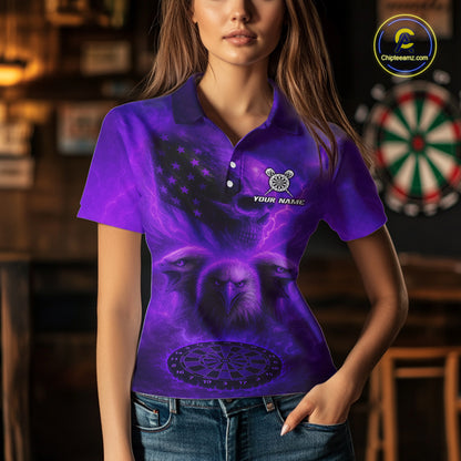 Personalized Flame Dart Shirt Custom Purple Patriotic Dartboard Dart Jerseys For Women NYN1227