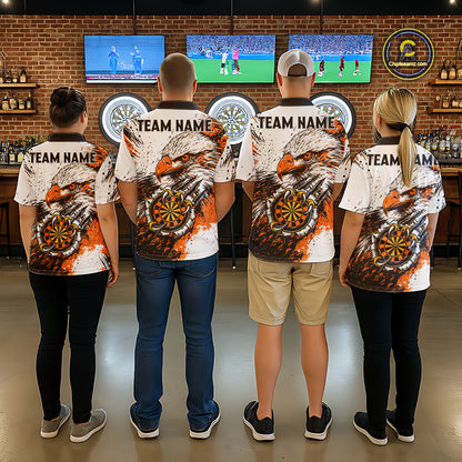 Custom Orange Grunge Eagle Scratch Dartboard Women Darts Quarter-Zip Shirts Dart Team Jerseys NYN2271