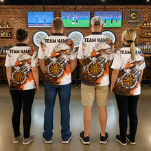 Load image into Gallery viewer, Custom Orange Grunge Eagle Scratch Dartboard Men Darts Quarter-Zip Shirts Dart Team Jerseys NYN2271