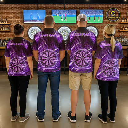 Black And Purple Stripes Light Dartboard Custom Darts Polo Shirts Men Dart Team Jerseys NYN2275