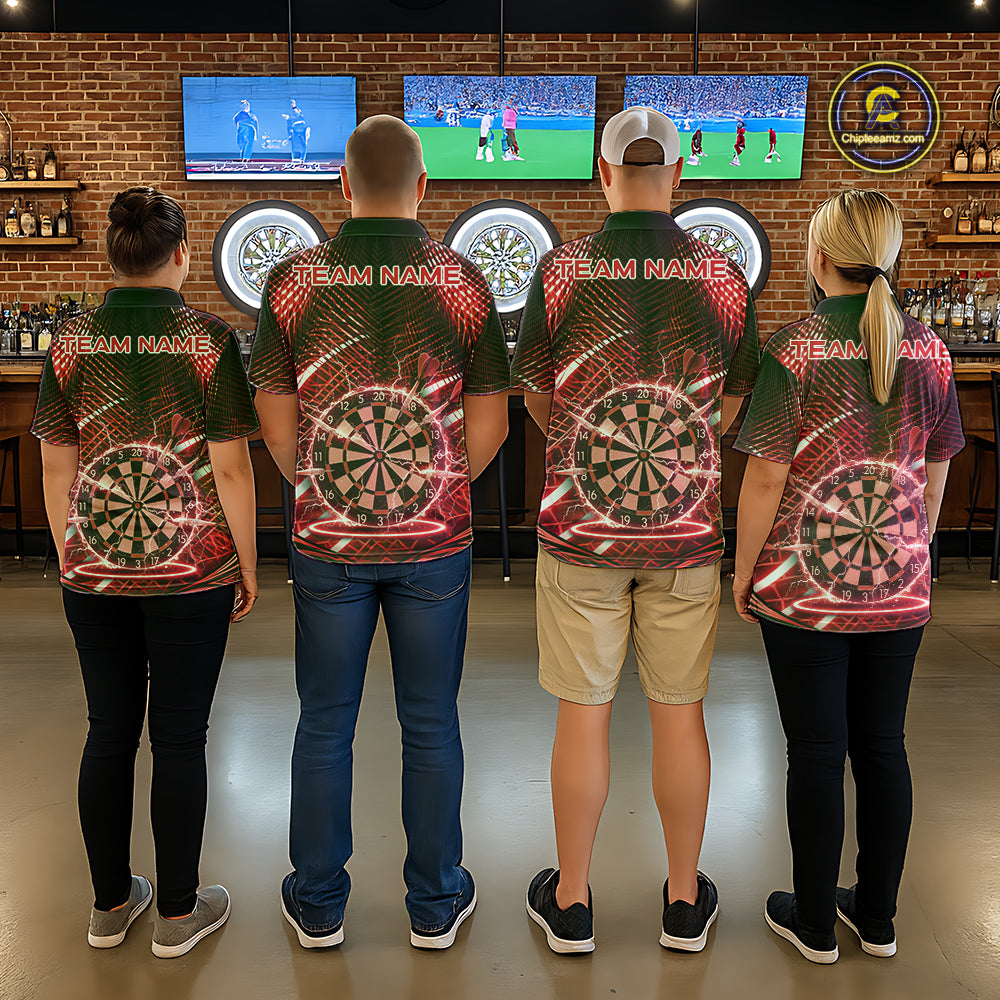 Black And Red Stripes Light Dartboard Custom Darts Polo Shirts Women Dart Team Jerseys NYN2276