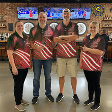 Load image into Gallery viewer, Black And Red Stripes Light Dartboard Custom Darts Polo Shirts Men Dart Team Jerseys NYN2276