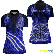 Load image into Gallery viewer, Black And Blue Stripes Light Dartboard Custom Darts Quarter-Zip Shirts Women Dart Team Jerseys NYN2277