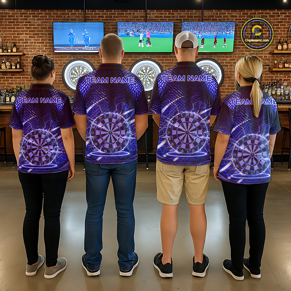 Black And Blue Stripes Light Dartboard Custom Darts Polo Shirts Men Dart Team Jerseys NYN2277