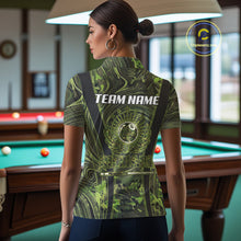 Load image into Gallery viewer, Green Camo 8 Ball Billiard Polo &amp; 1/4 Zip Shirt For Women Custom Pool Team Shirt, Billiard Clothes NYN2941