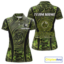 Load image into Gallery viewer, Green Camo 8 Ball Billiard Polo &amp; 1/4 Zip Shirt For Women Custom Pool Team Shirt, Billiard Clothes NYN2941