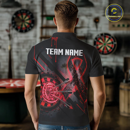 Lightning Red Ribbon Dartboard Custom Lightning Dartboard Darts Polo Shirt For Men NYN1805