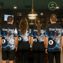 Load image into Gallery viewer, Grey Smokes Billiard Balls Shirts For Women Custom Blue Flames Ball 8 Billiard Team Jerseys NYN2303