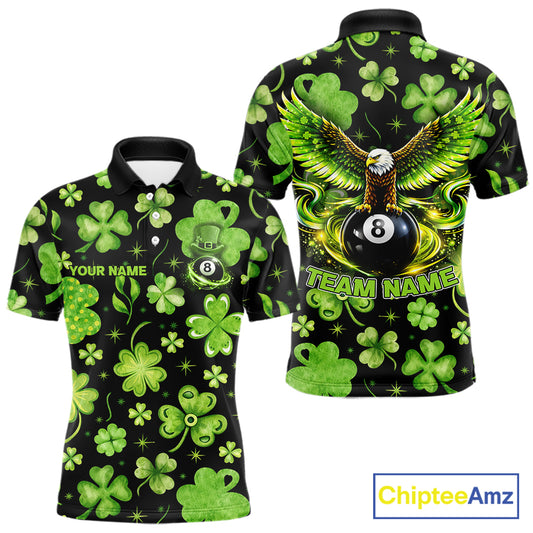 Eagle Shamrock Green St Patrick's Day Men Billiard Shirts Personalized Pool 8 Balls Billiard Attire NYN2740