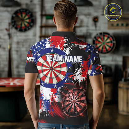 Personalized Patriotic Grunge Darts Polo & 1/4-Zip Shirt For Men Thunder Dart Team Jerseys NYN2954