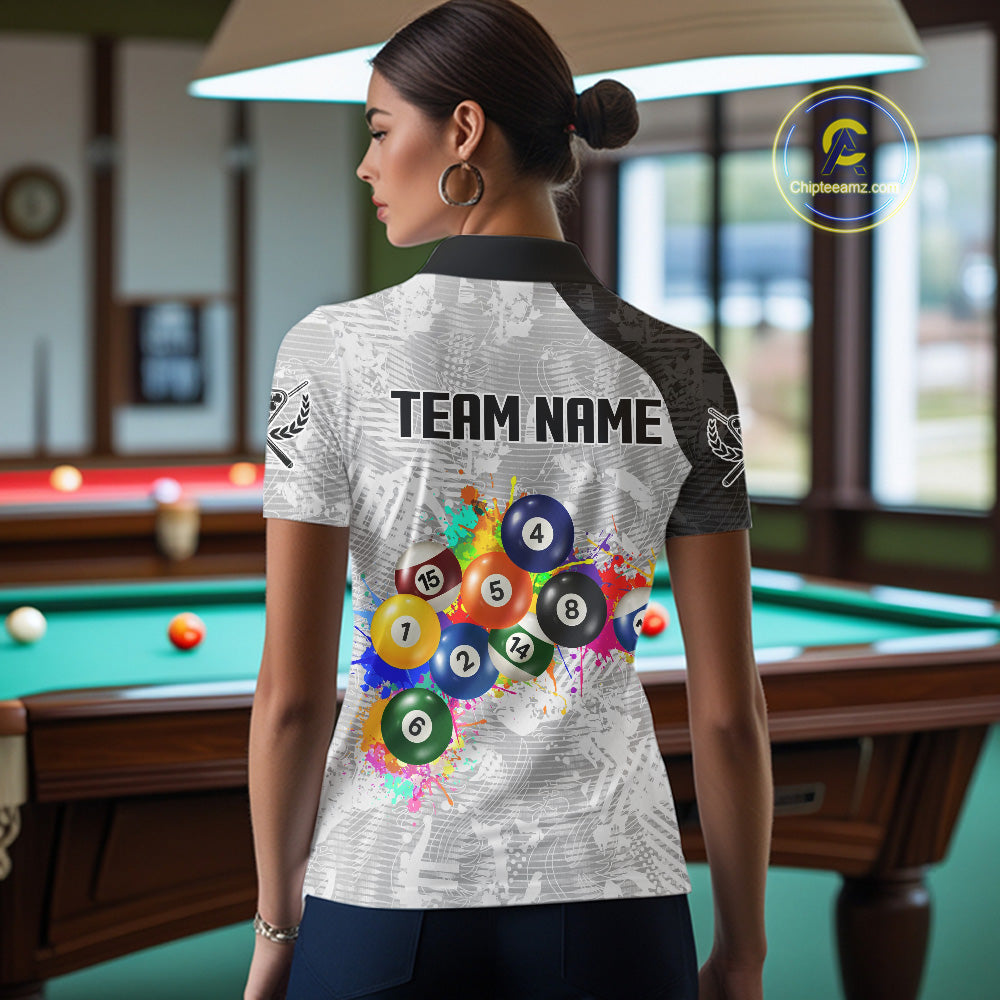 Personalized Colorful Splatter Billiard Balls Shirt For Women Pool Ball 8 Billiard Jersey NYN2311