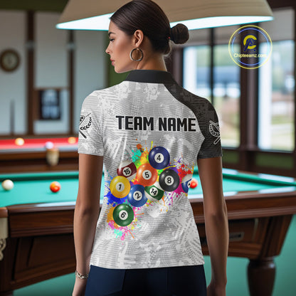Personalized Colorful Splatter Billiard Balls Shirt For Women Pool Ball 8 Billiard Jersey NYN2311