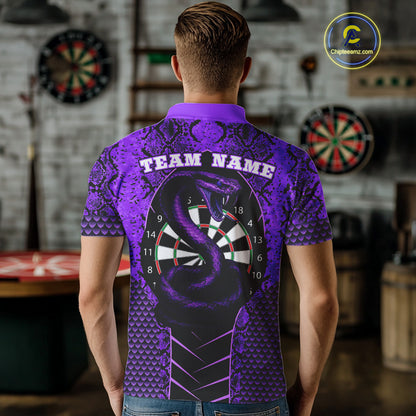 Custom Black And Purple Snake Pattern Cobra Dart Men Polo Shirt, Dart Jerseys NYN1551