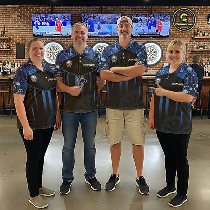 Crown Skull Splatter Paint Dartboard Darts Shirt For Women Custom Blue Splatter Dart Team Jerseys NYN3165