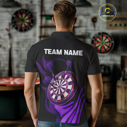 Custom Black And Purple Dartboard Warriors Darts Shirt For Men Outfits Dart Team Shirt NYN0397